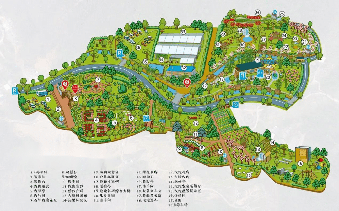 花海谷公园路线图图片