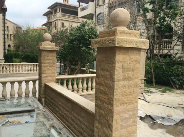 别墅庭院围墙大门石材方柱设计参考