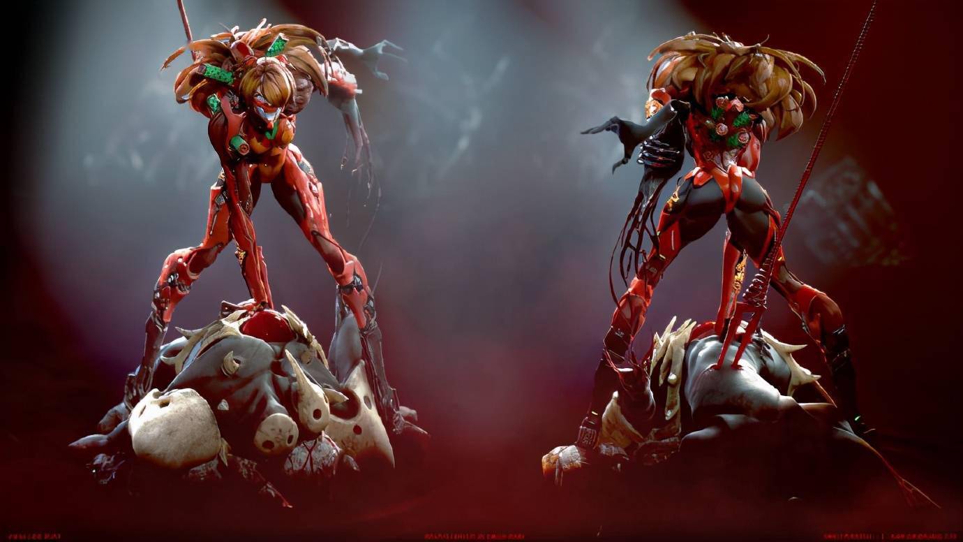 插画变模型,eva兽化暴走明日香_二号机