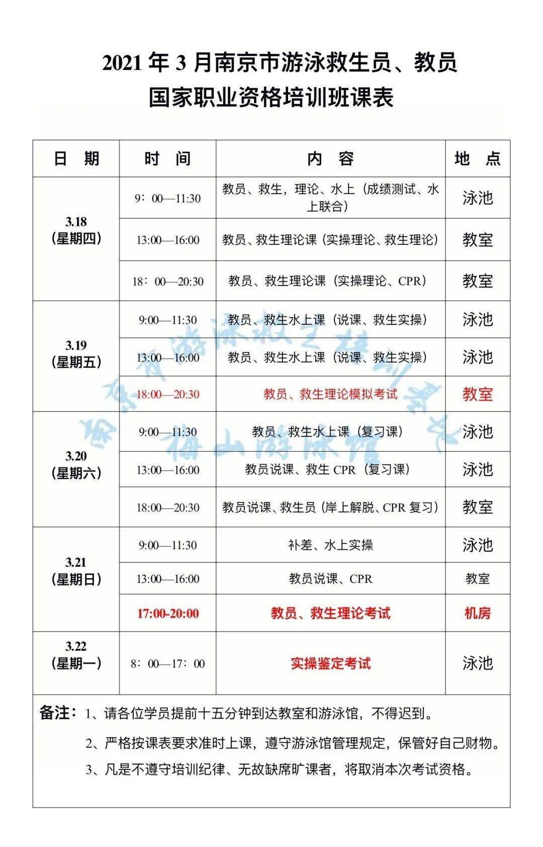 (外省市也可以來報考)2021年3月南京市游泳救生員,教員國家職業資格