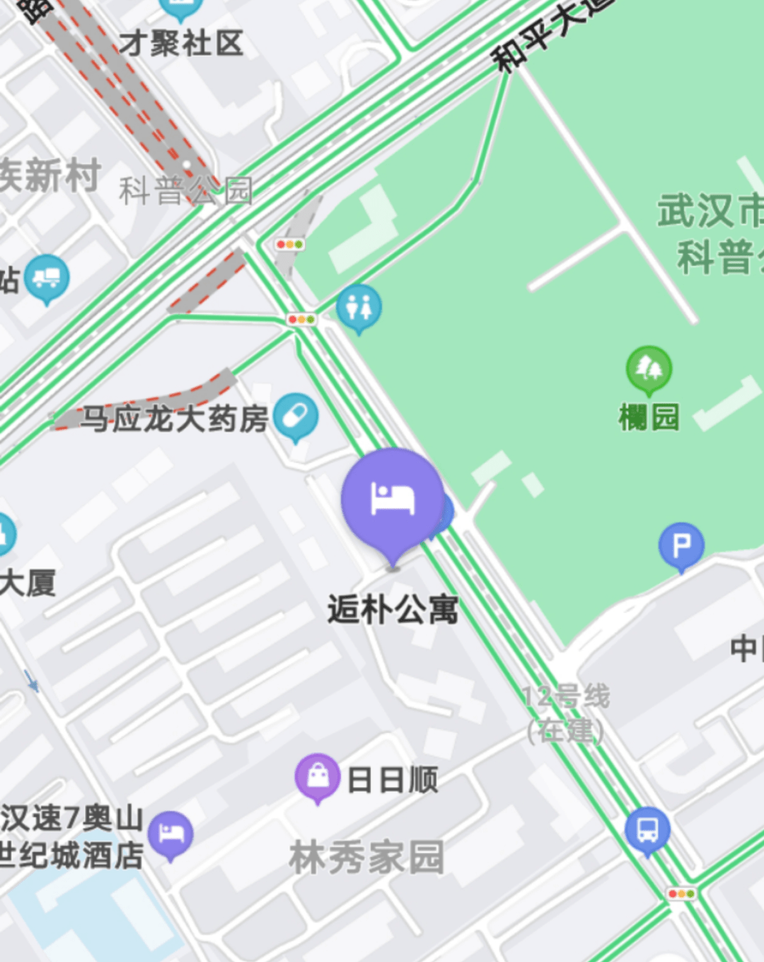 1逅樸公寓園林路店項目地址2武漢市青山區園林路62街坊項目定位圖項目