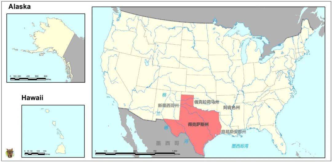 美国德克萨斯州位置图图片