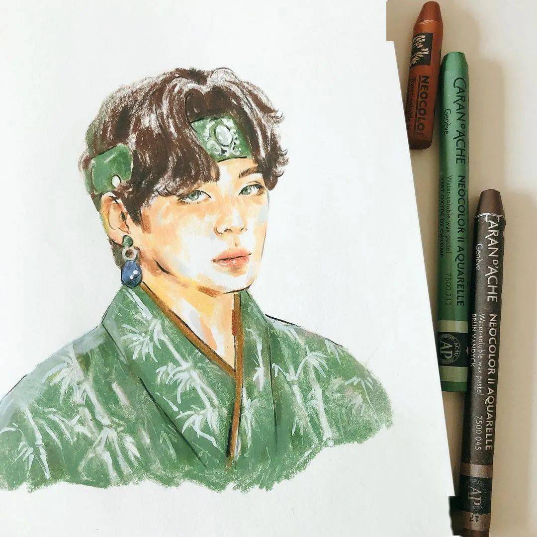 没想到油画棒画人物效果这么好