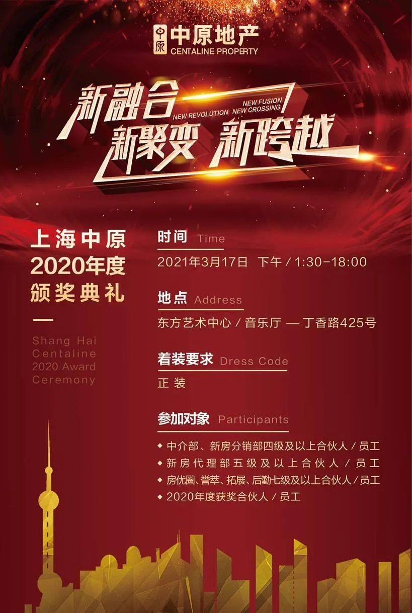 新融合新聚变新跨越上海中原2020年度颁奖典礼重磅来袭