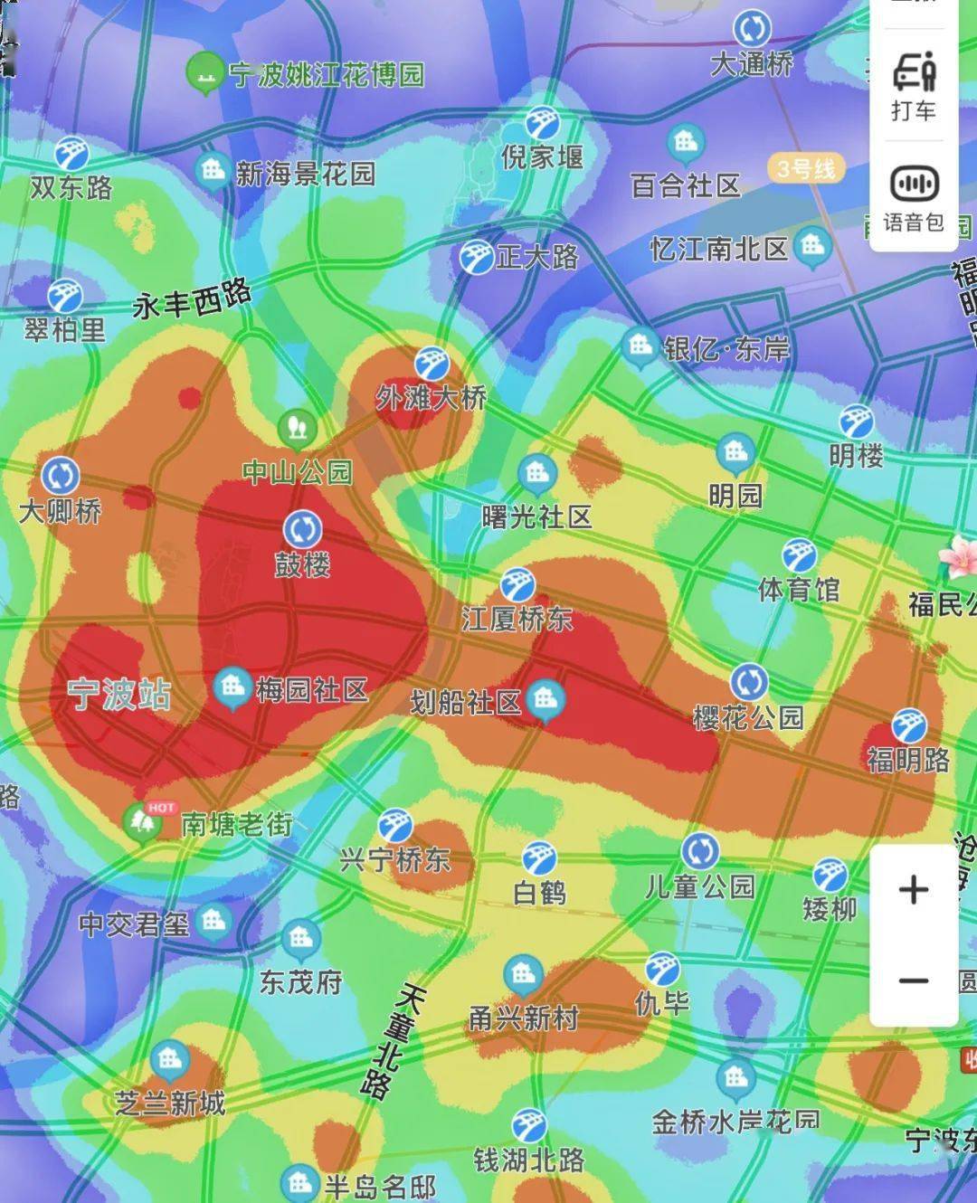 金沙里就位于这片商业金土的制高点,从百度热力图上看,周边人流密集度