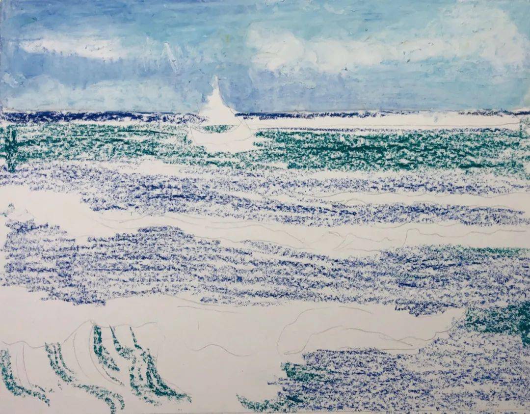 带着油画棒一起浪路老师教你画大海