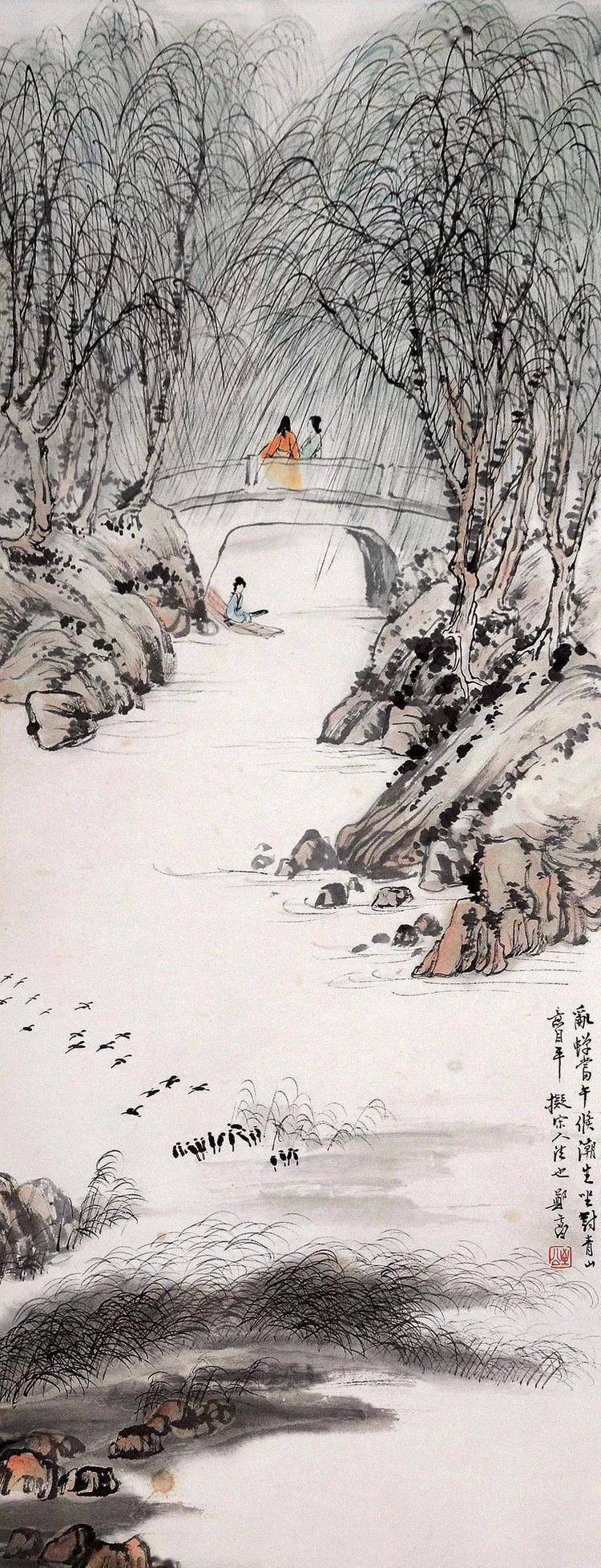 山水人物风景画图片