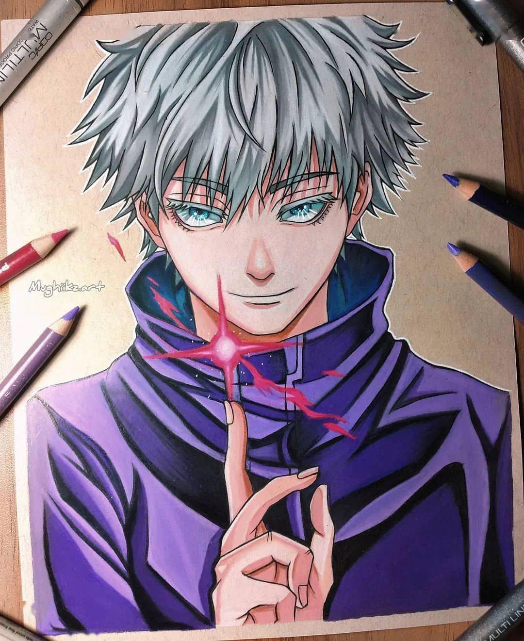 带有步骤的彩铅动漫人物 效果超赞_art