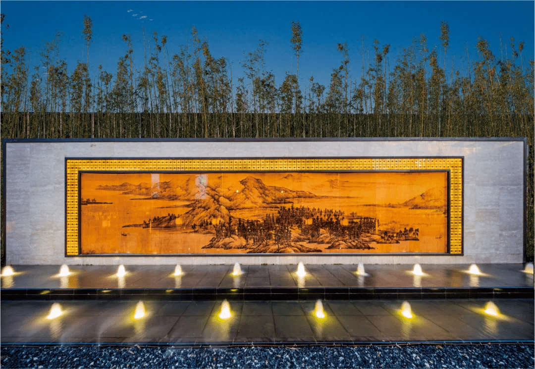 吾悦广场江南水景园林之千里江山图景墙