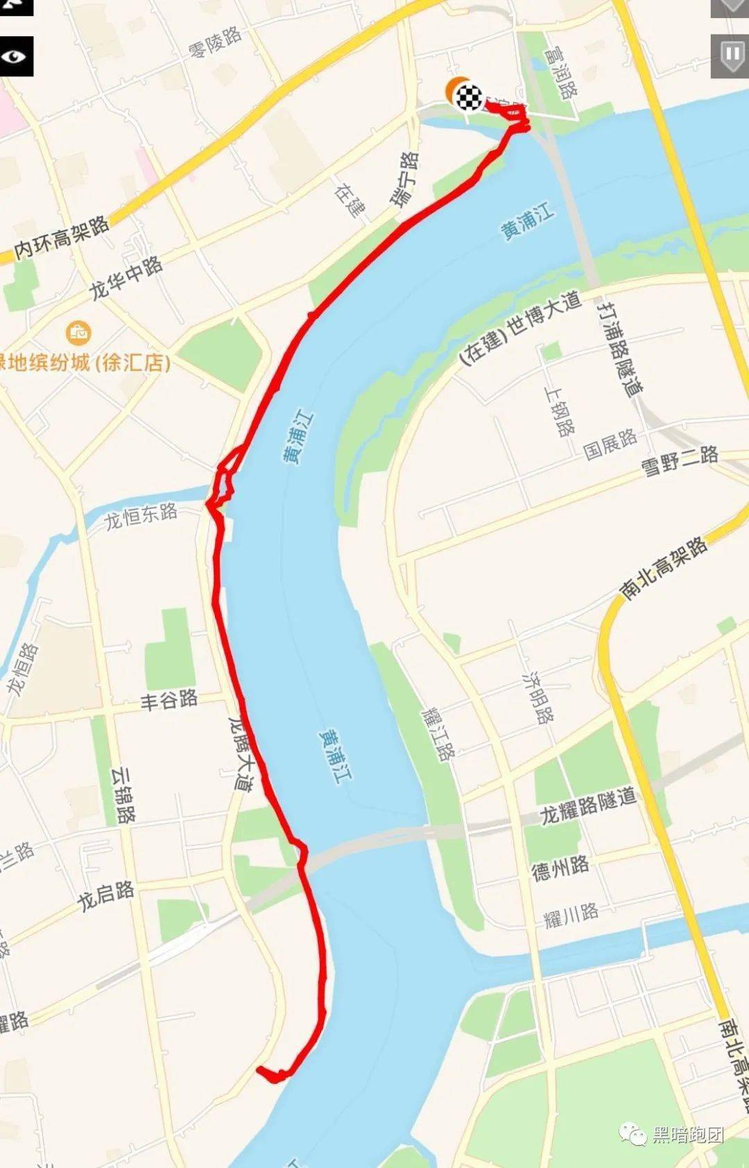 徐汇滨江9公里(打浦路到龙腾大道马路折返)黄浦滨江7.