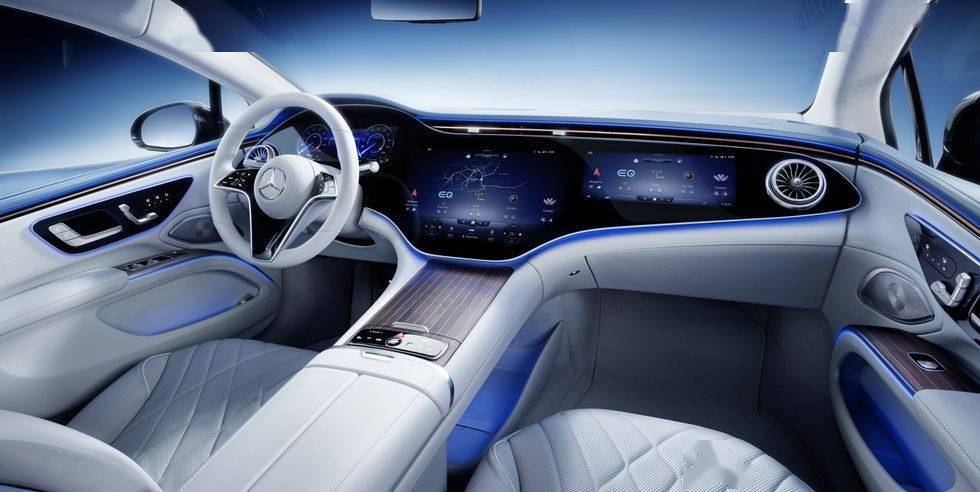 奔驰纯电豪华车eqs 内饰曝光 一体式大屏瞩目 玻璃