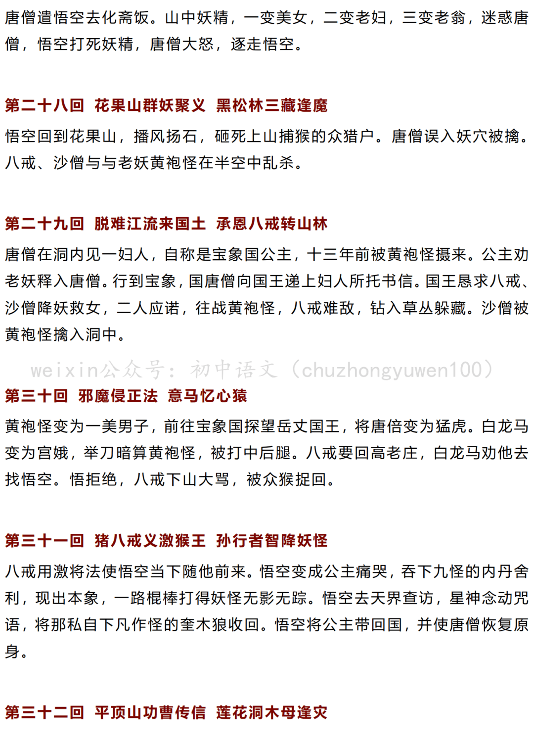 初中语文10分钟读完西游记12个主要人物简介100回内容概括覆盖名著题