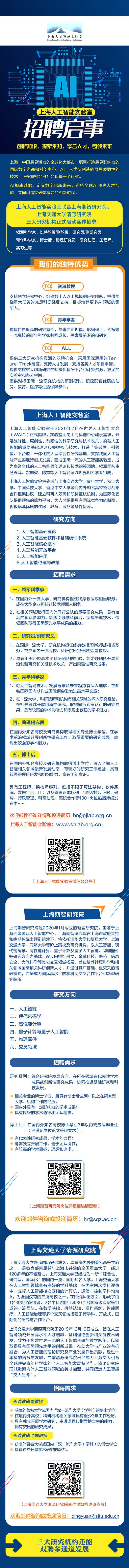 上海三大人工智慧實驗室啟動全球招聘，百餘職位即日起報名 科技 第1張