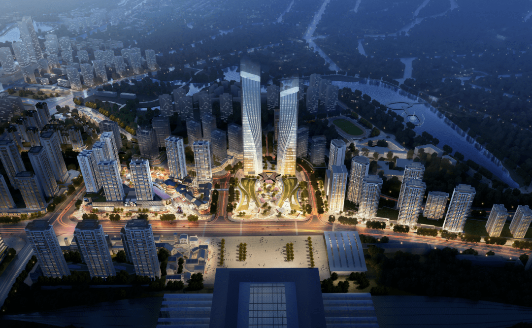 高铁新城,万州倾力打造的城市新中心,"绿地超高层地标双塔,三峡海洋