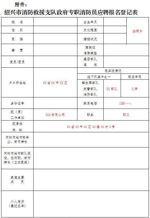 绍兴市消防救援支队公开招聘政府专职消防员