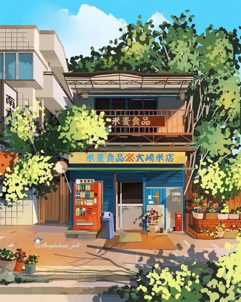插画这些路边餐饮店的小插画是生活的气息呀