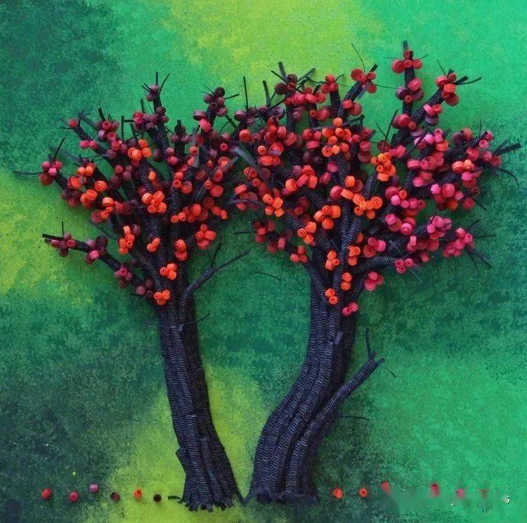 国外优秀衍纸作品衍纸树主题作品