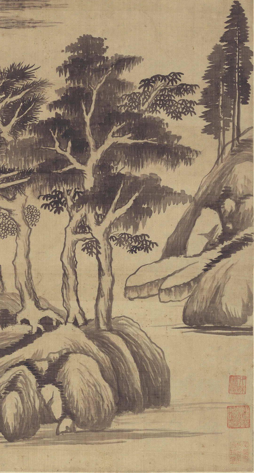 赏画董其昌石田诗意图