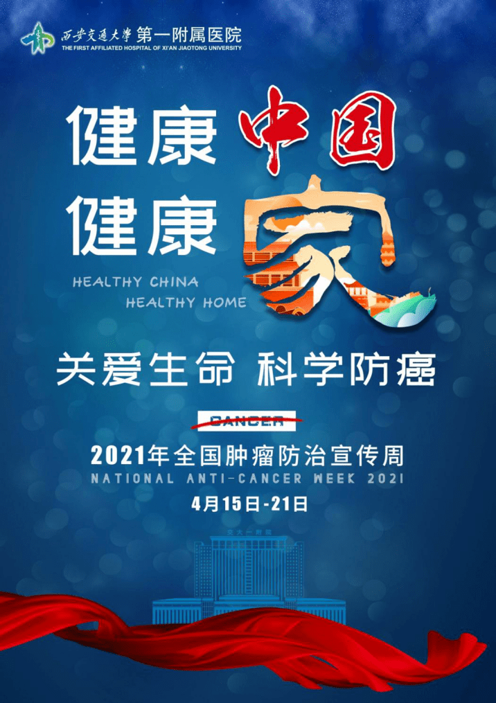2021年4月15—21日是第27个全国肿瘤防治宣传周,宣传主题是健康中国