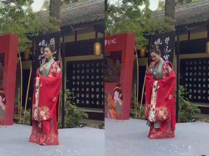 简直是皇后娘娘本人金莎穿国色鎏芳汉服走秀端庄大气