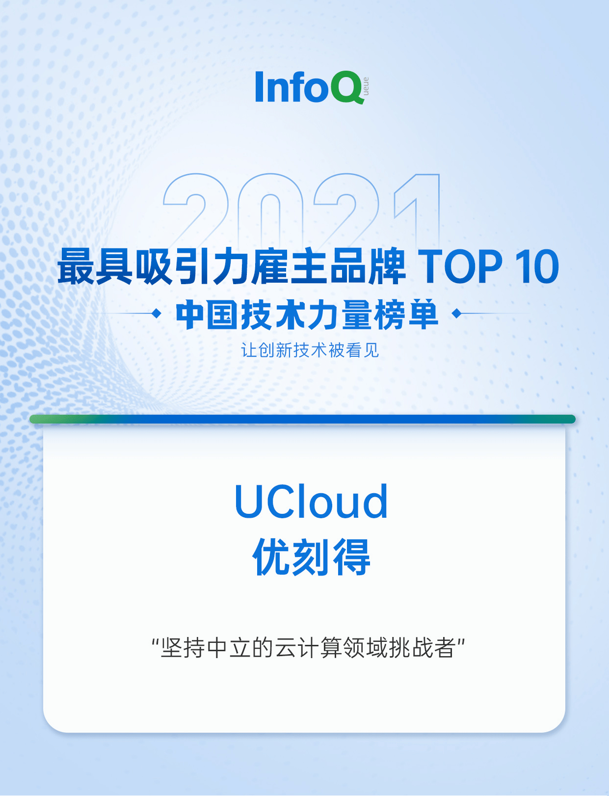 优刻得成功上榜infoq 2021最具吸引力雇主品牌top10