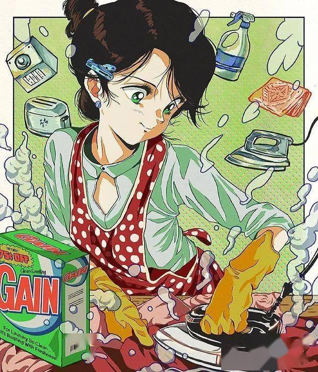 有怀旧青春气息的少女插画_年代