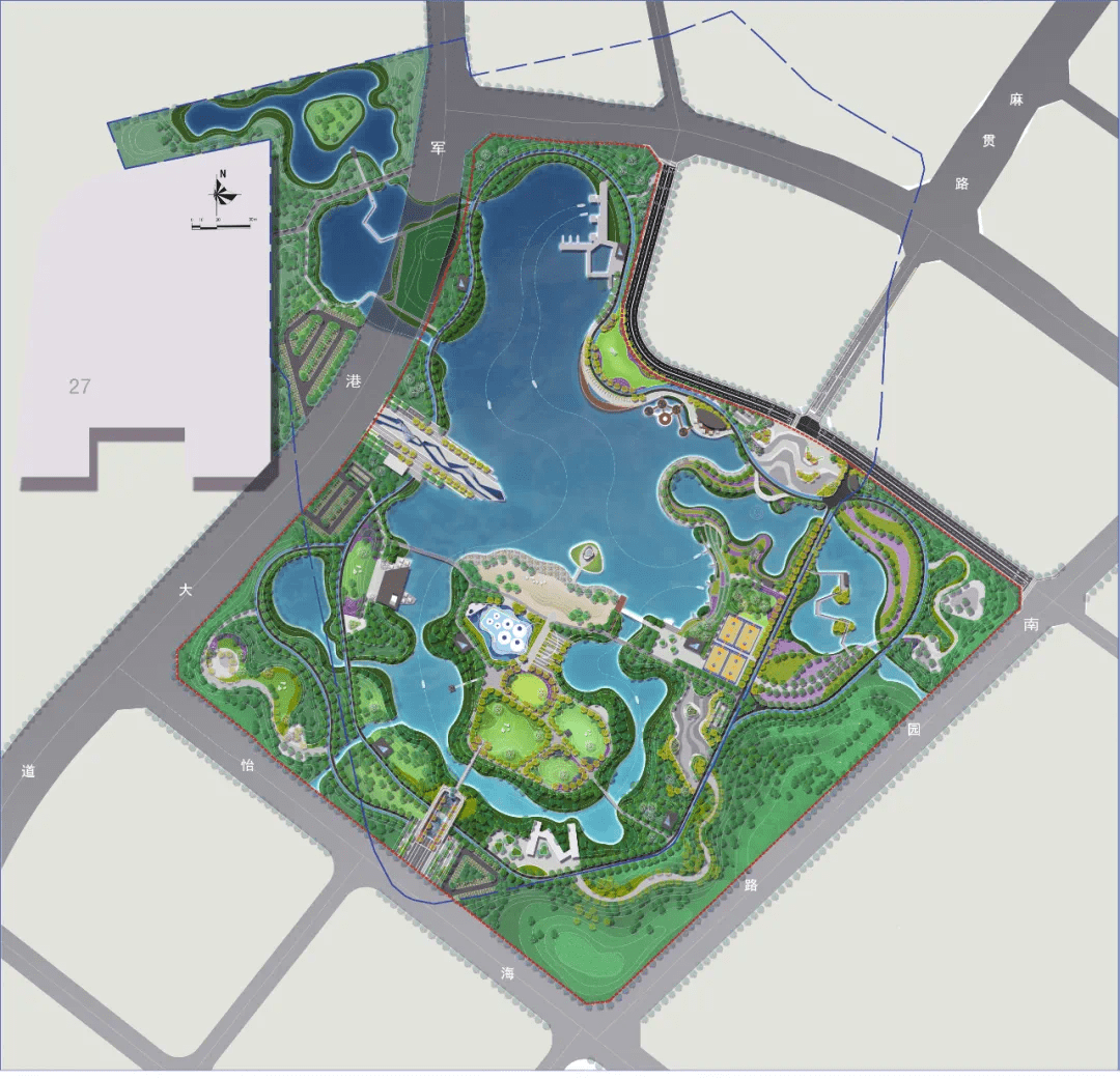 怡海公园位于坡头区南调片区瑶贯新垉地块,规划用地性质为市级综合性