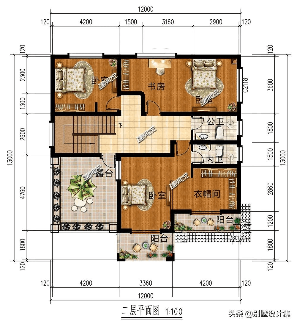 开间12米别墅图纸3品牌:建房说别墅图纸编号:jf20474,主体毛坯参考