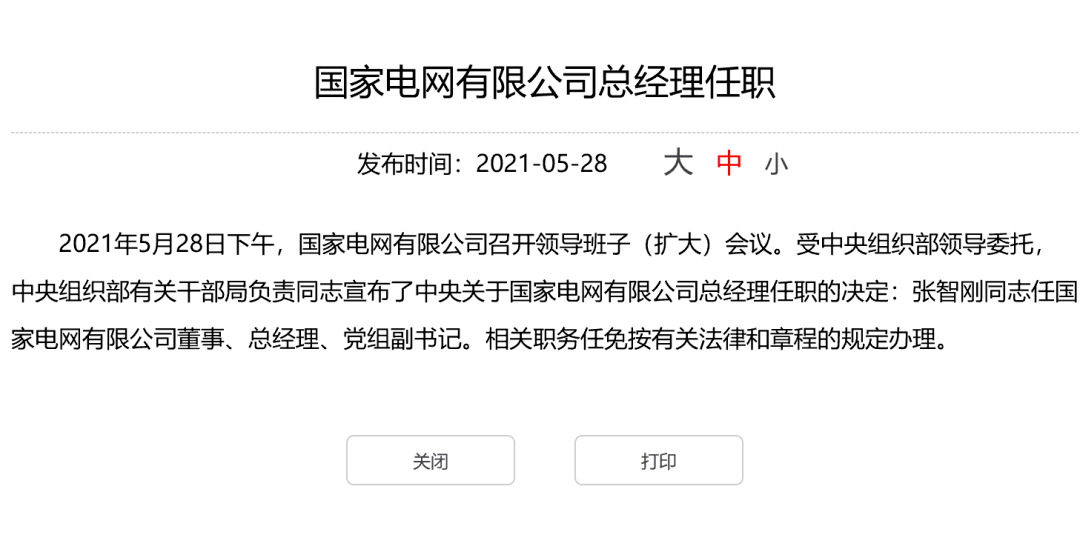 张智刚任国家电网总经理,党组副书记