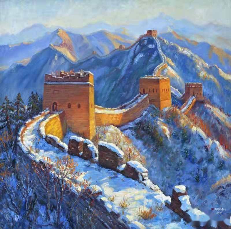 冬奥梦长城魂京张情田凤银长城主题油画展在张家口开幕