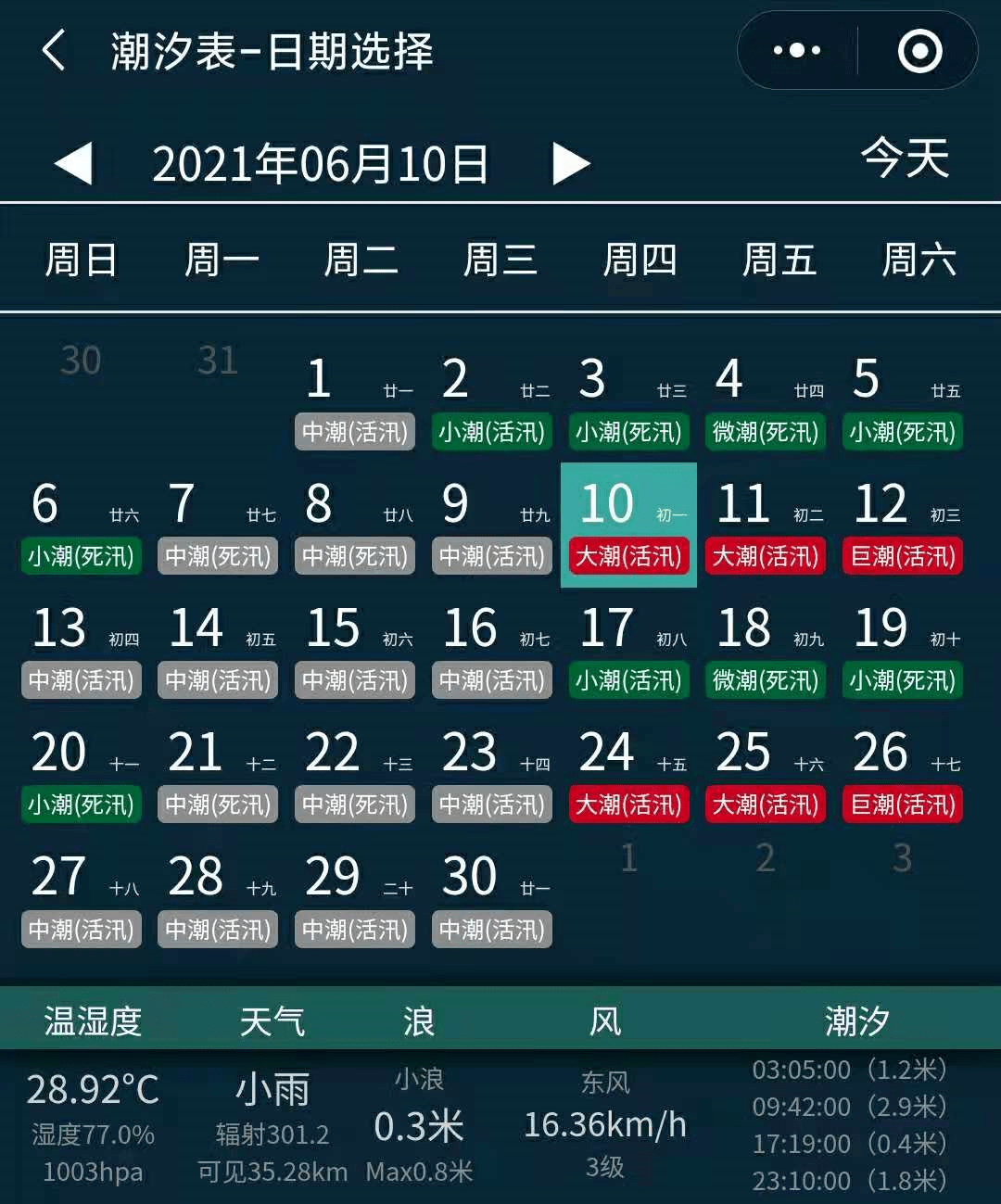 南沙水牛头潮汐表2021图片