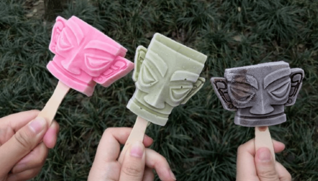 继 青铜味雪糕火爆文创圈之后, 6月1日,全新推出以三星堆文物为原型的