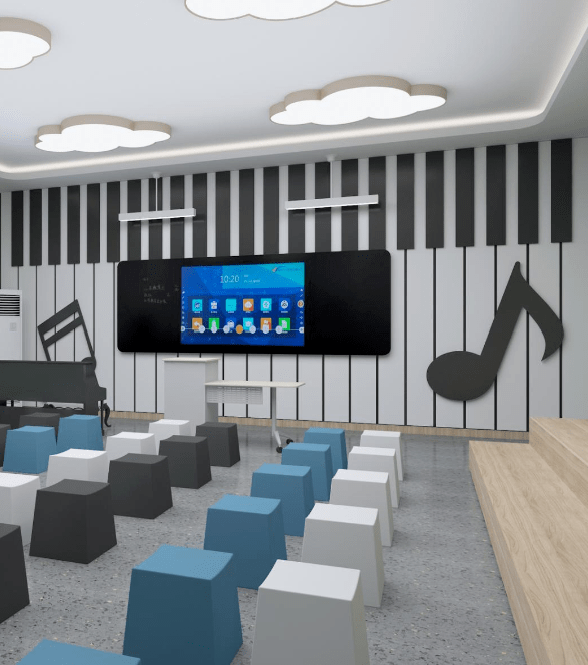 室内效果图这层是音乐爱好者的天堂,包含合唱教室,音乐教室,数字