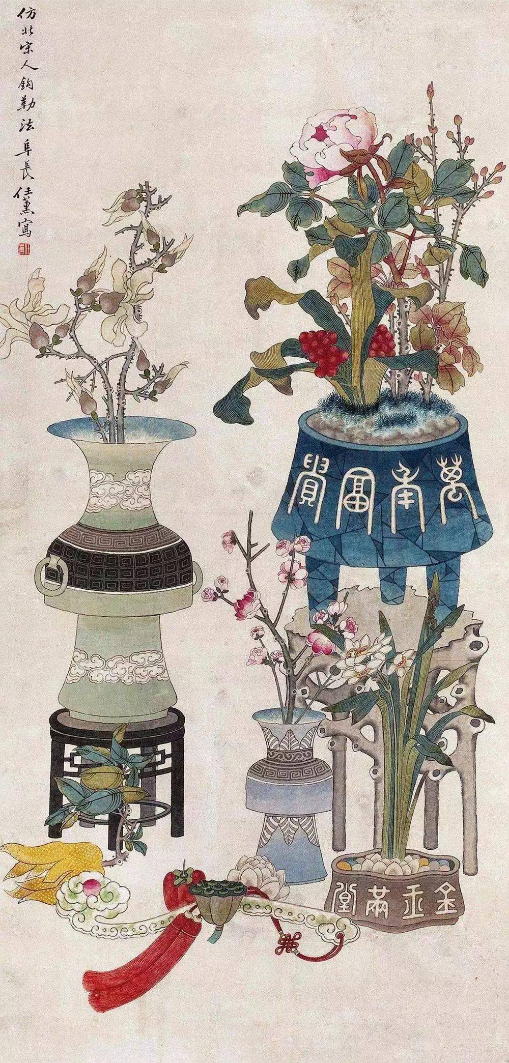 任薰（清）《仕女荷花图》欣赏_人物