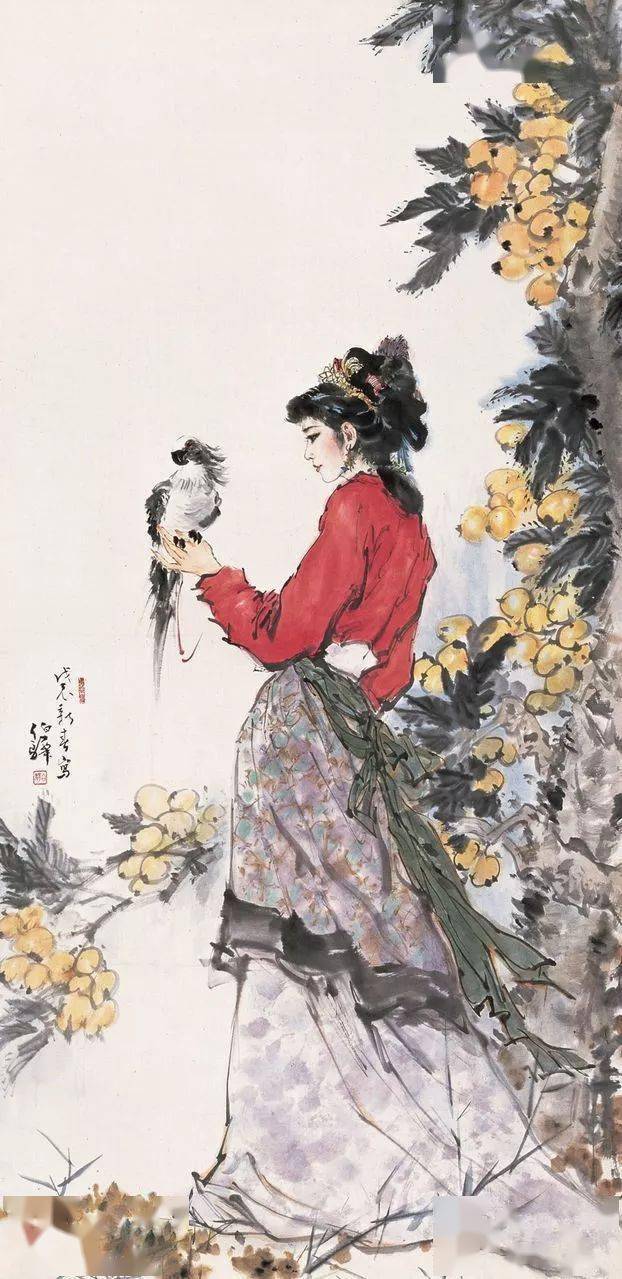 把工笔与写意结合,笔下的人物非同一般;在自成一家风格时又能不断创