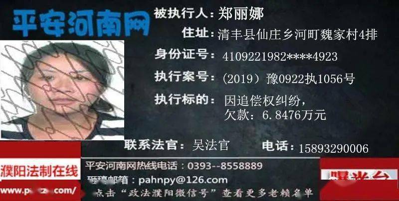 濮阳法院公布清丰县第194批失信被执行人名单,看看有你认识的吗?