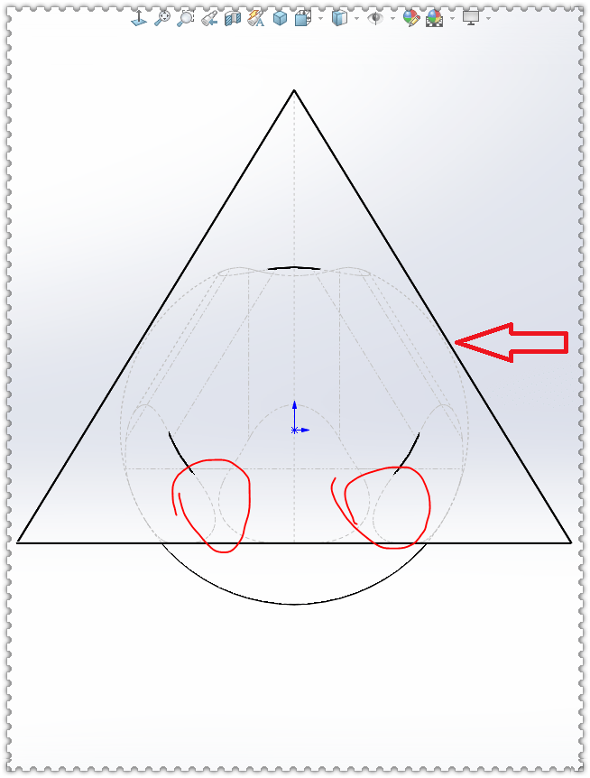 用solidworks画的正四面体与球体相交图形