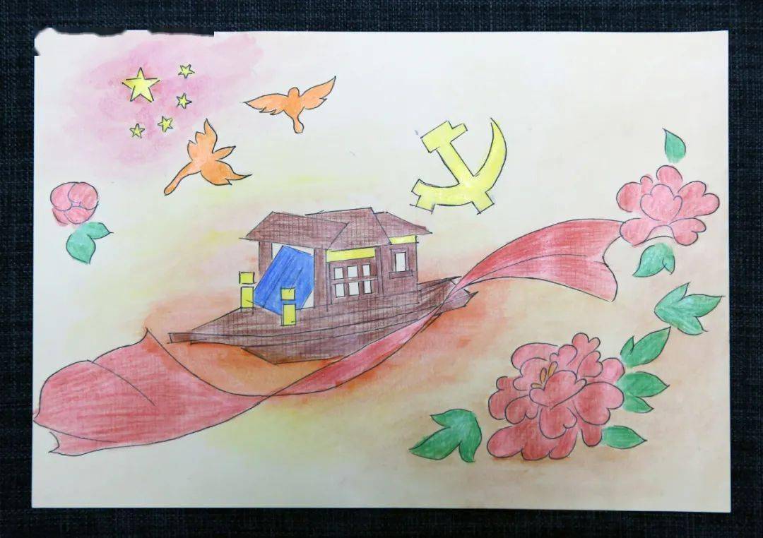 七中社团童橙派手绘社手绘党史献礼百年