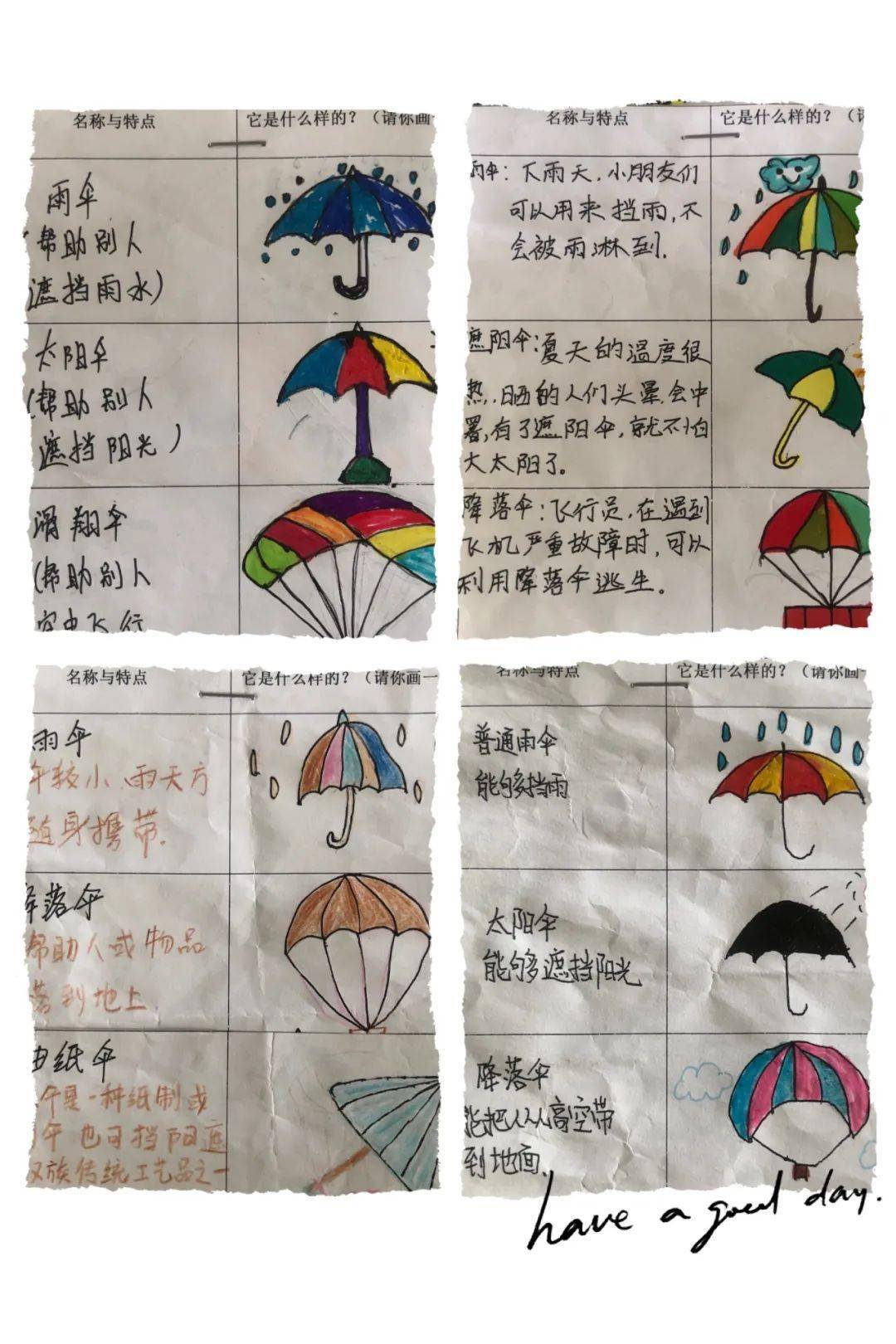 伞的调查表图片