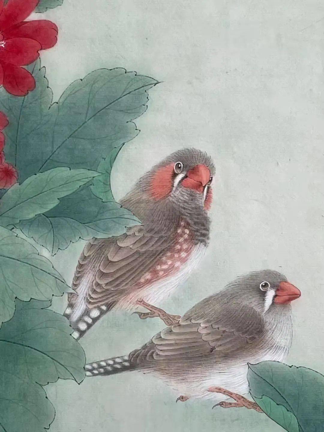 瓜叶菊·珍珠鸟碧桃·三道眉草鹀丁香花·画眉鸟现为上海工艺美院教授