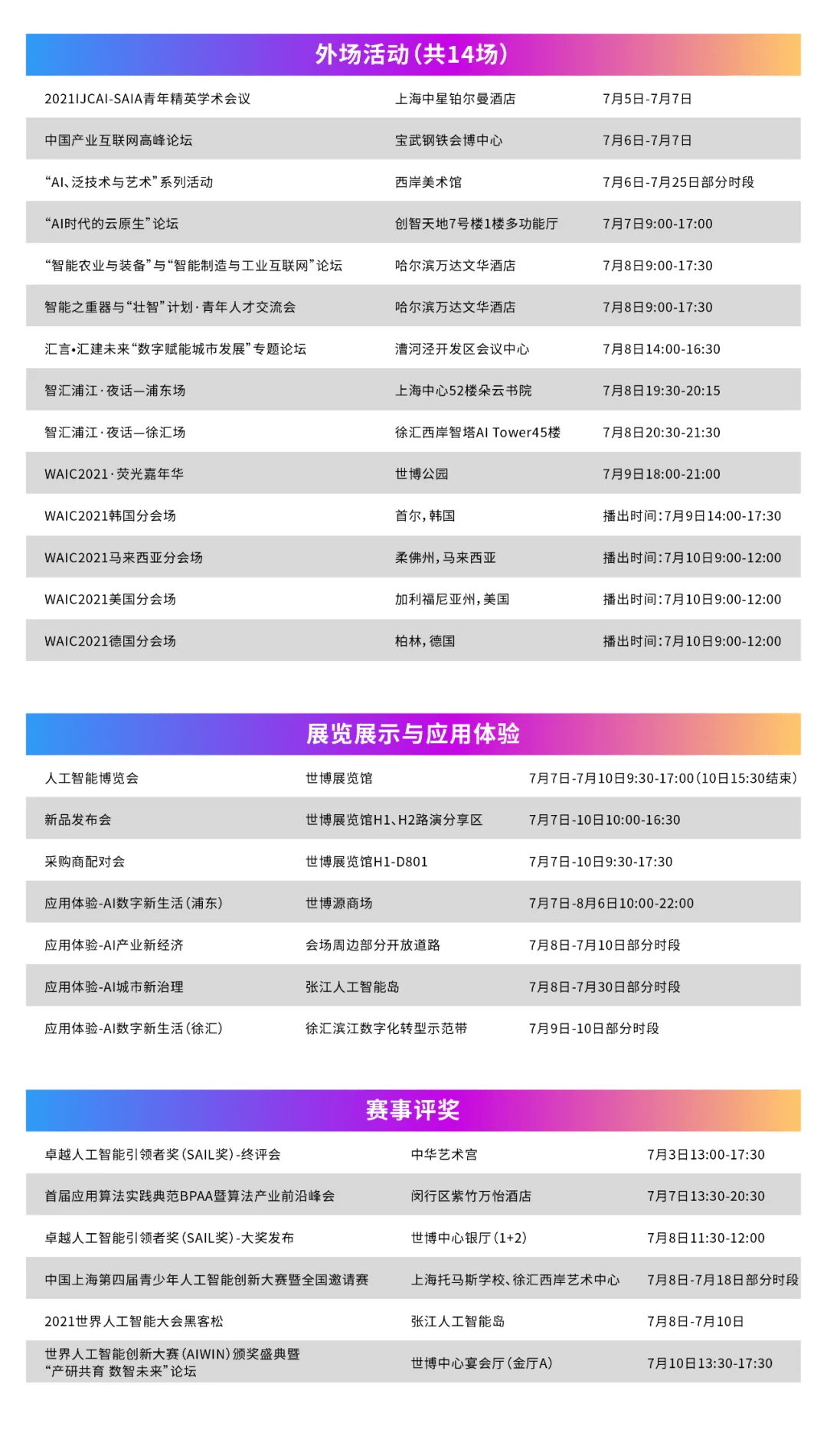 线下|2021世界人工智能大会活动日程安排公布