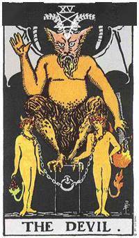 魔鬼你直觉翻开的这一张牌是"魔鬼":你骨子里是一个悲观的人,你习惯在