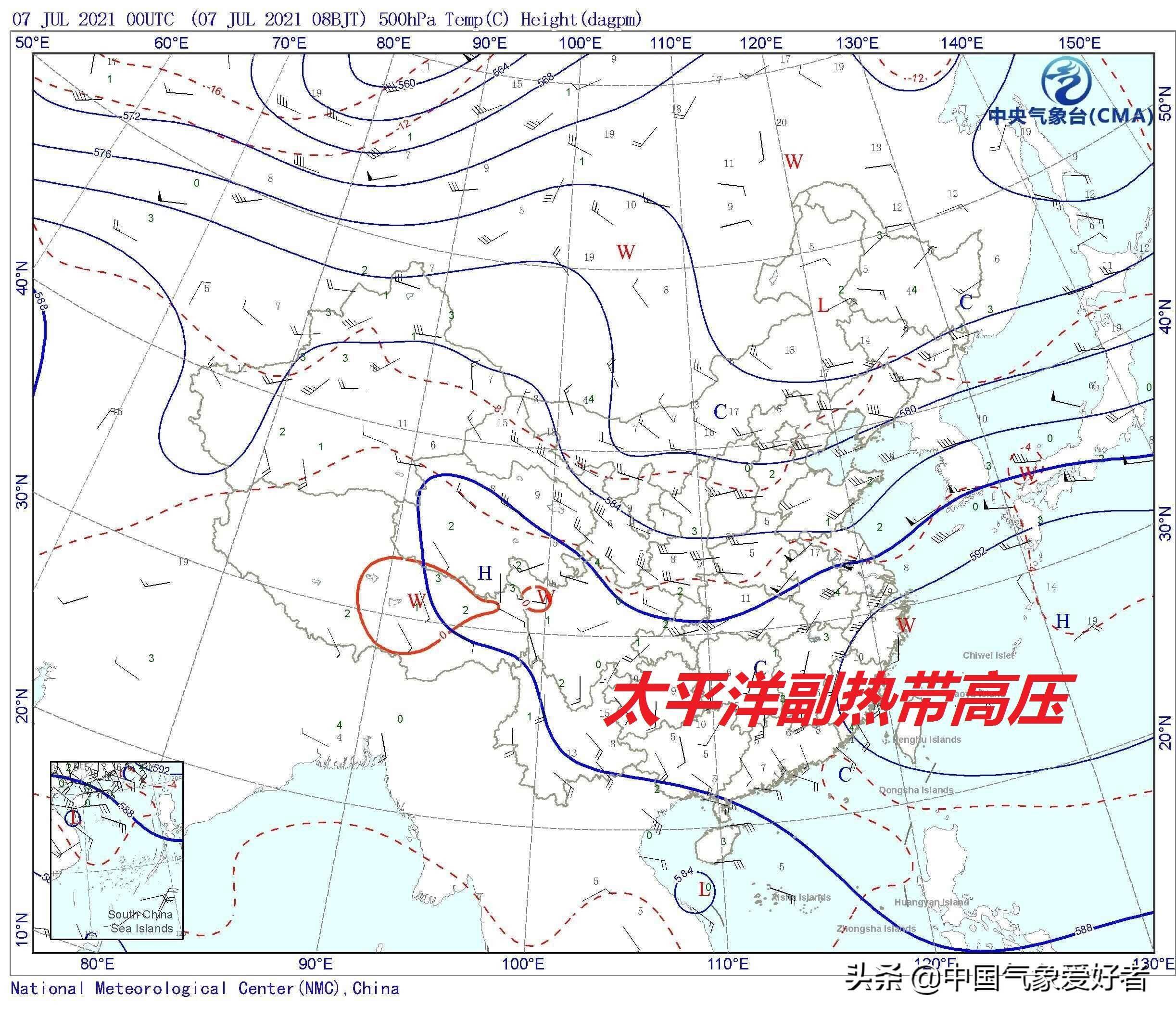 如此的炎热天气,正是太平洋强盛的副热带高压深入我国带来的.