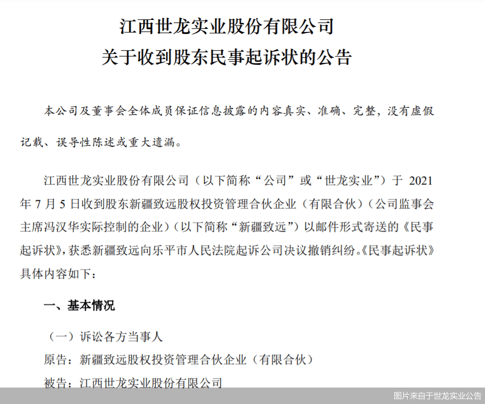 世龙实业遭股东起诉背后内斗不断内控存重大缺陷