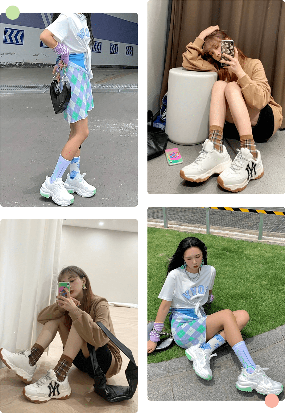 小红书@菜盟主白袜子 白色老爹鞋还能伪装大头鞋,穿小裙子的时候就选