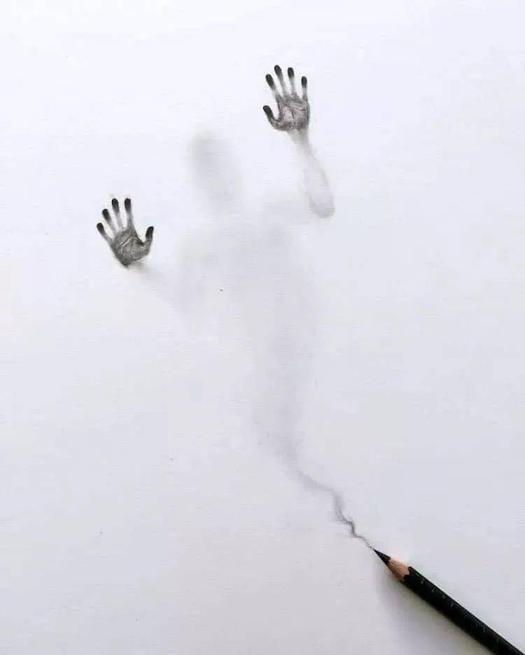 18张用铅笔画出的可怕鬼影图片