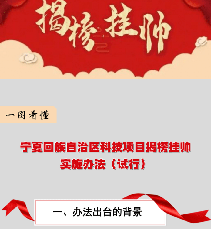 一图读懂关于印发宁夏回族自治区科技项目揭榜挂帅实施办法试行的通知