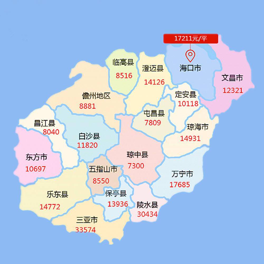 (2021年1-5月海南部分市縣房價圖)值得一提的是,2021年1-5月,海南島有