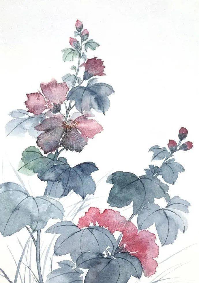 一组很有国画质感的水彩画