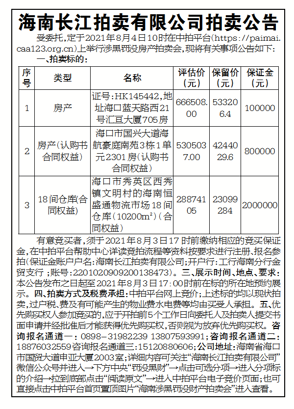 海南陳先福,陳恆貴涉黑組織罰沒財產將拍賣_海口